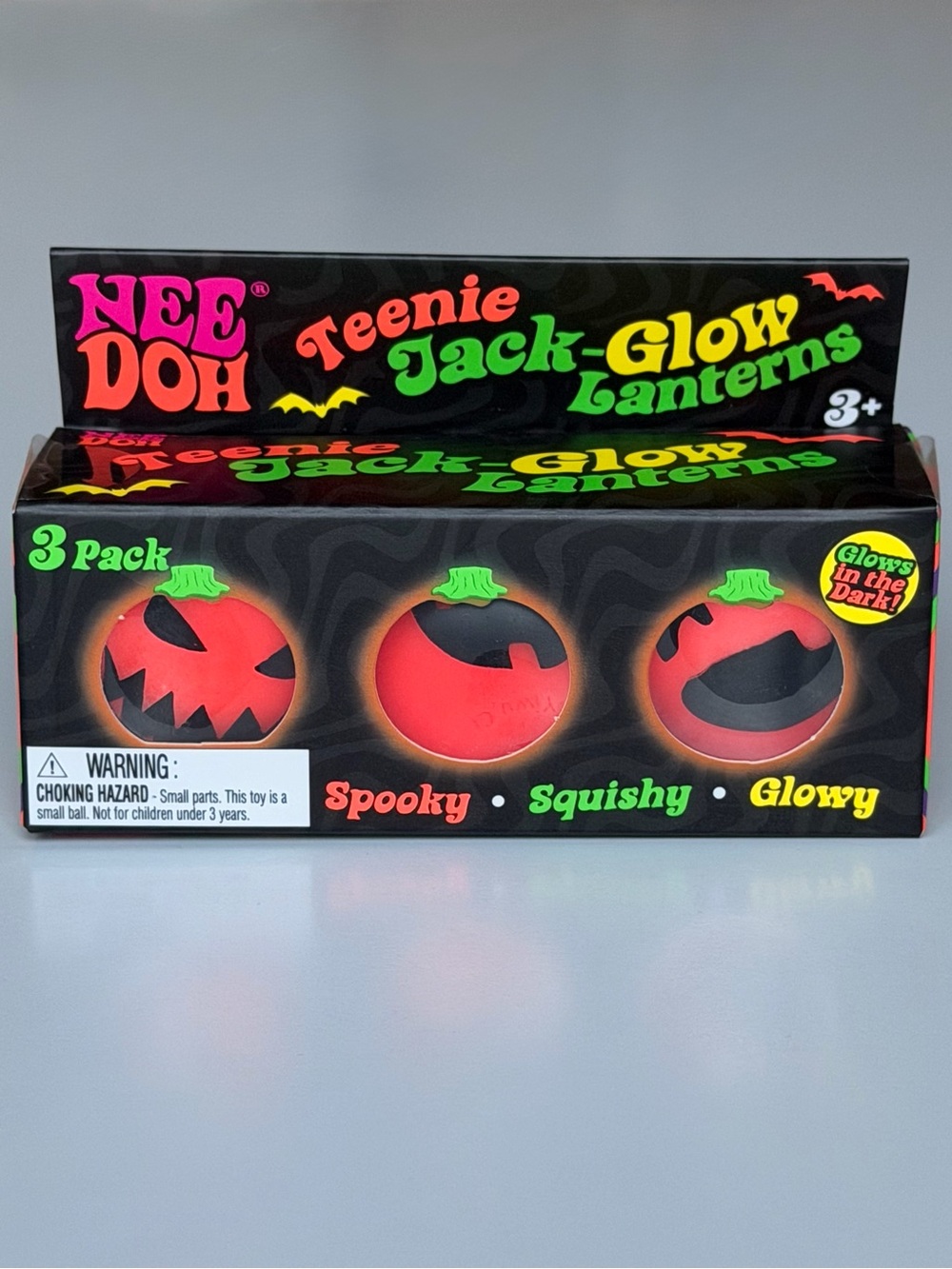 NeeDoh Teenie Jack-Glow Lanterns 3-Pack - Orange Glow
